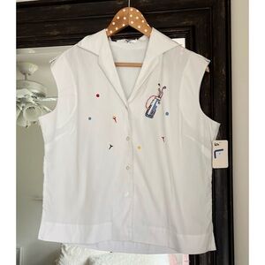 Vintage Charlottes Hand Embroidered Golf Collared Top